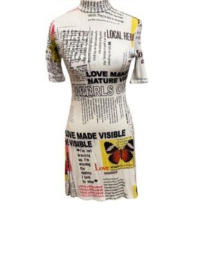 Desigual White Mini Dress with Pink and Yellow Accents